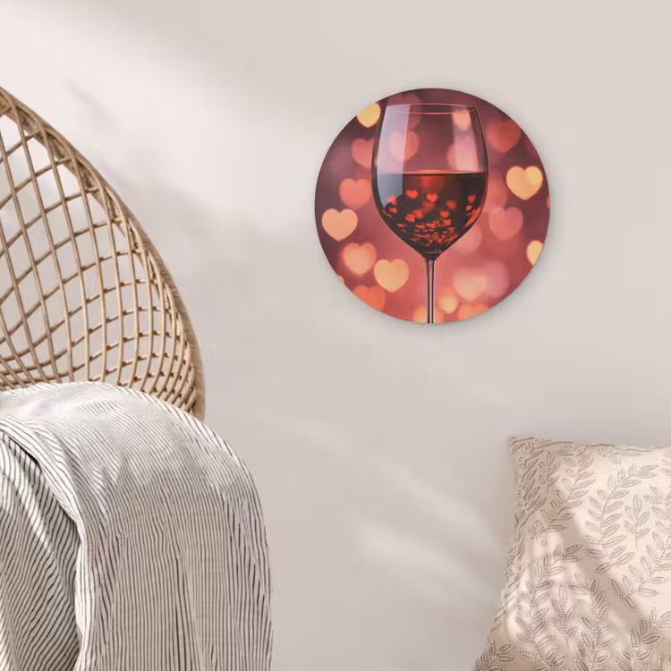 Rood - Wijn - Hartjes Akoestische PET Vilt - Rond klein -sfeer4