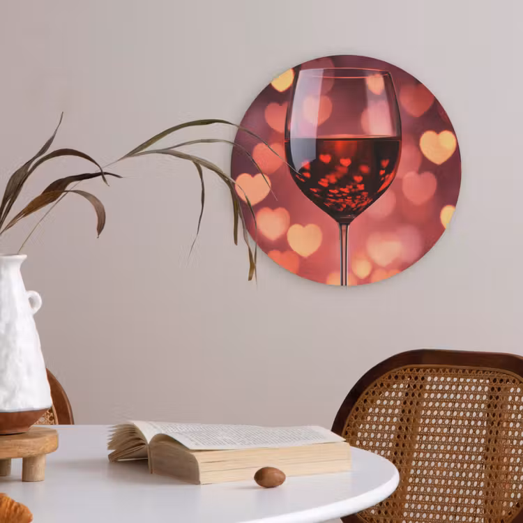 Rood - Wijn - Hartjes Akoestische PET Vilt - Rond klein -sfeer3