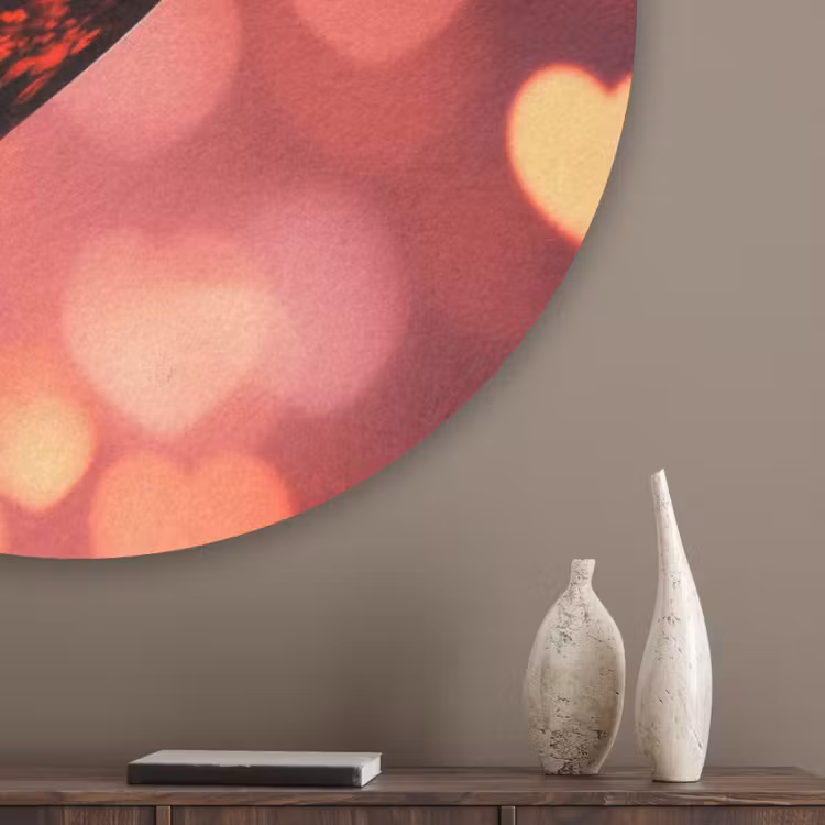 Rood - Wijn - Hartjes Akoestische PET Vilt - Rond klein -sfeer5_closeup