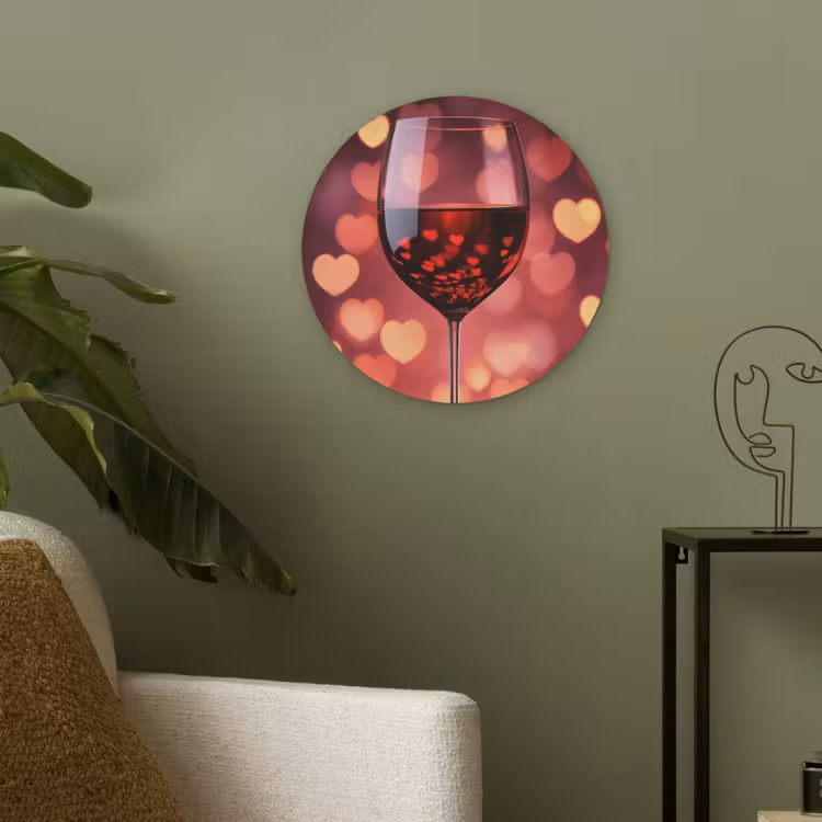 Rood - Wijn - Hartjes Akoestische PET Vilt - Rond klein -sfeer2