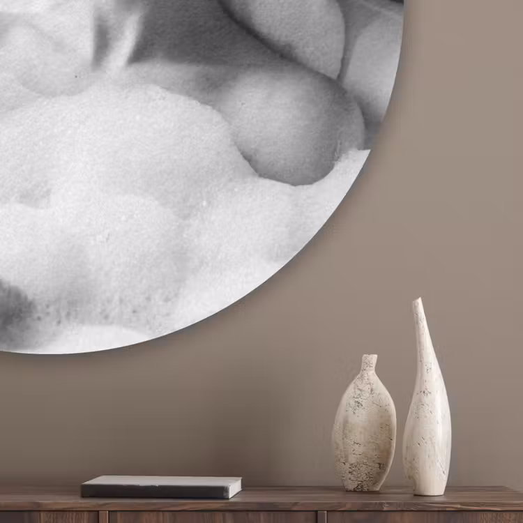 Relaxt - Bad - Zwart - Wit Akoestische PET Vilt - Rond klein -sfeer5_closeup