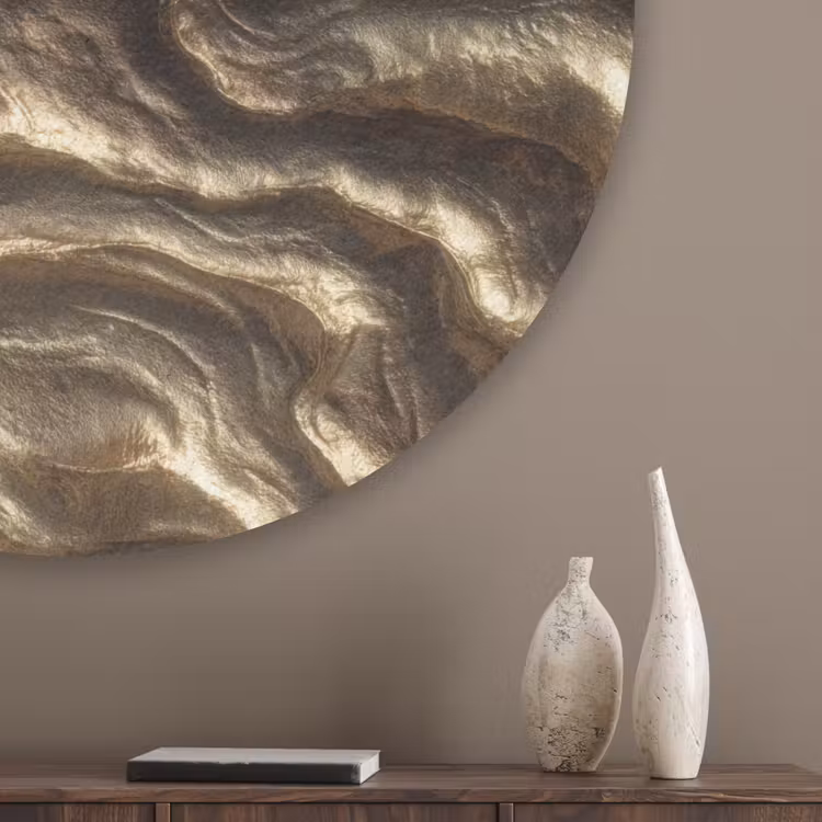 Reliëf - Golven - Abstract - Bronsgoud Akoestische PET Vilt - Rond klein 838 -sfeer5_closeup
