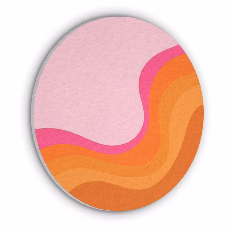 Retro - Waves - Kleurrijk Akoestische PET Vilt - Rond klein -3d