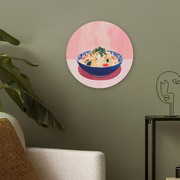 Rijst - Illustratie - Kom - Groente Akoestische PET Vilt - Rond klein -sfeer2