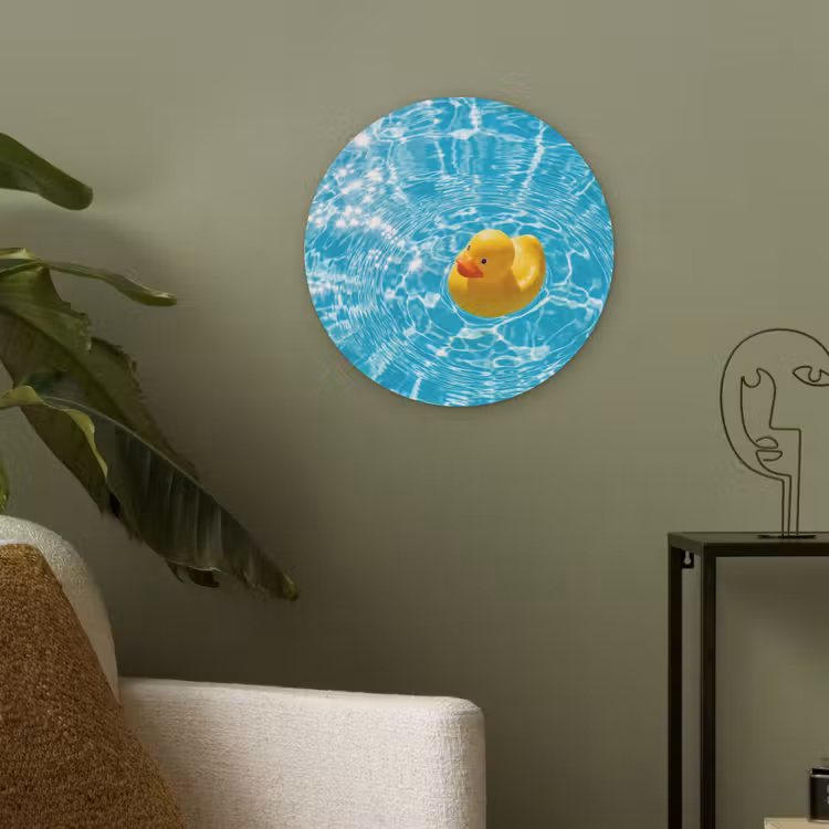 Badeend - Dobberen - Blauw Akoestische PET Vilt - Rond klein -sfeer2