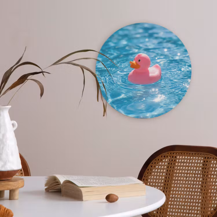 Badeend - Dobberend - Roze Akoestische PET Vilt - Rond klein -sfeer3