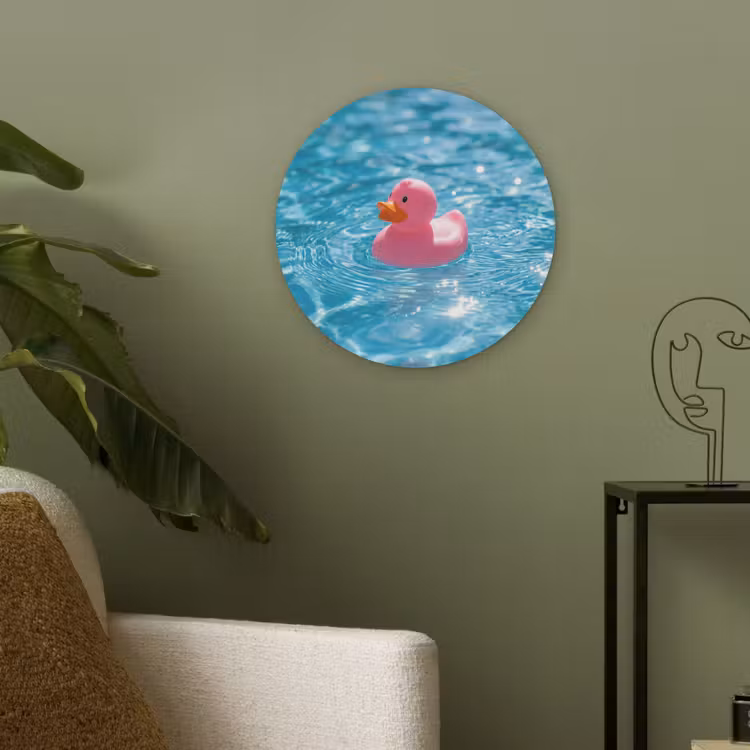 Badeend - Dobberend - Roze Akoestische PET Vilt - Rond klein -sfeer2