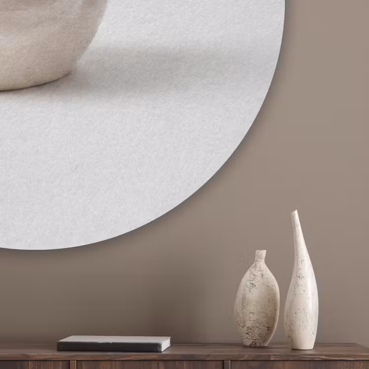 Badeend - Minimalistisch - Wit Akoestische PET Vilt - Rond klein -sfeer5_closeup
