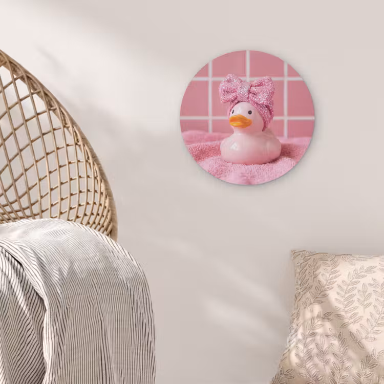 Badeend -Strik - Roze Akoestische PET Vilt - Rond klein -sfeer4