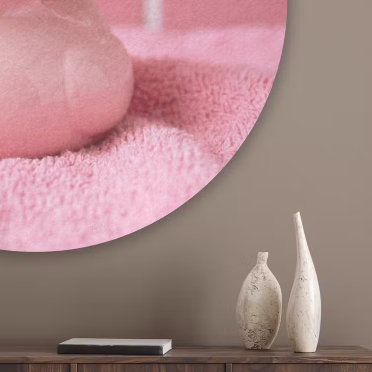 Badeend -Strik - Roze Akoestische PET Vilt - Rond klein -sfeer5_closeup