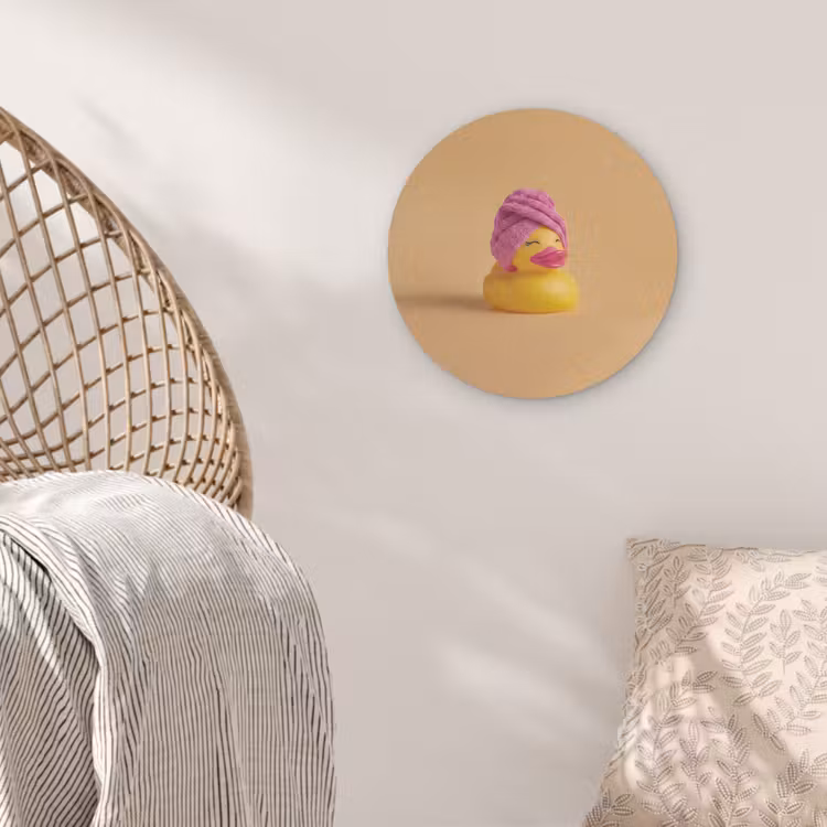 Badeend - Handdoek - Kleurrijk Akoestische PET Vilt - Rond klein -sfeer4