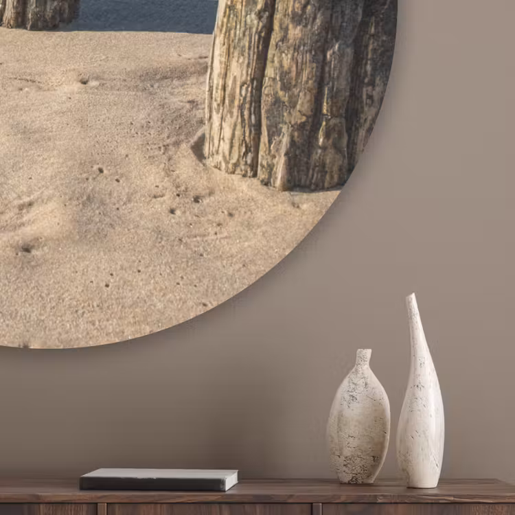 Zand - Strand - Paal - Water - Zomer Akoestische PET Vilt - Rond klein -sfeer5_closeup