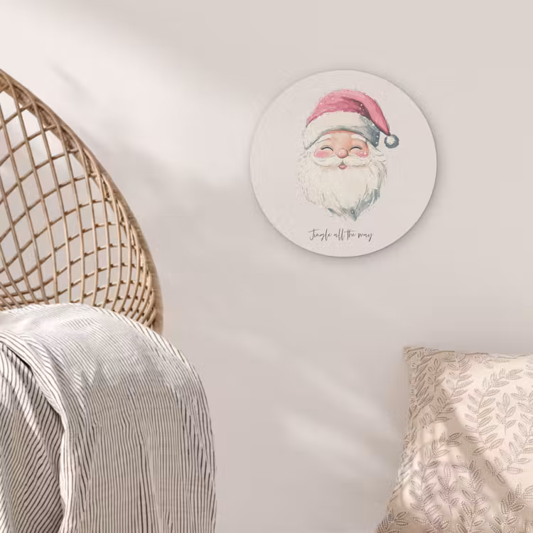 Kerstman - Kerst - Quote - Beige Akoestische PET Vilt - Rond klein -sfeer4