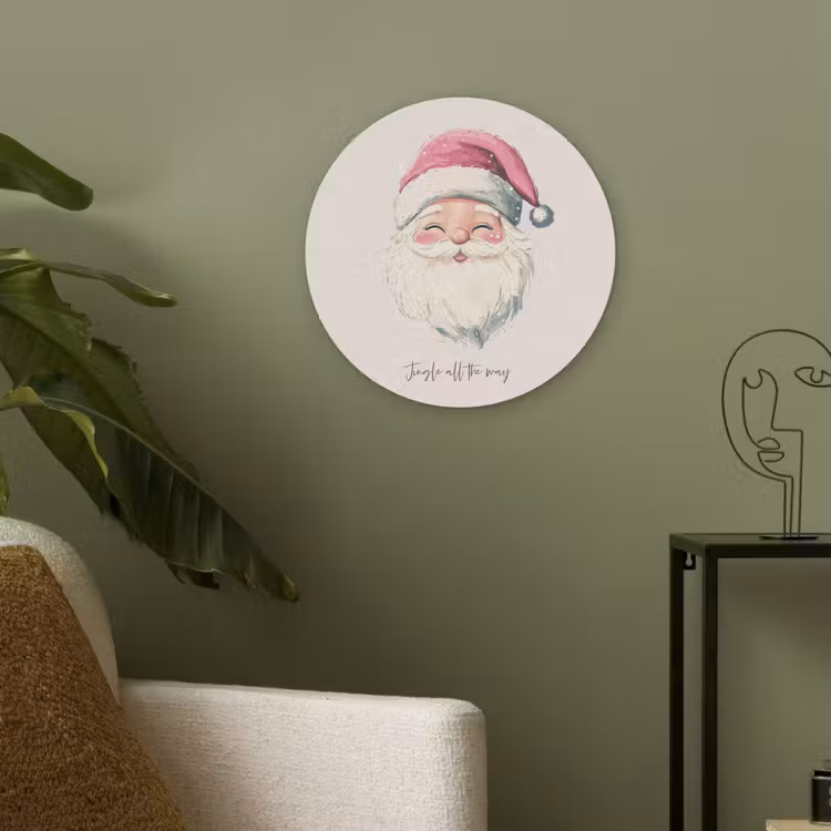 Kerstman - Kerst - Quote - Beige Akoestische PET Vilt - Rond klein -sfeer2
