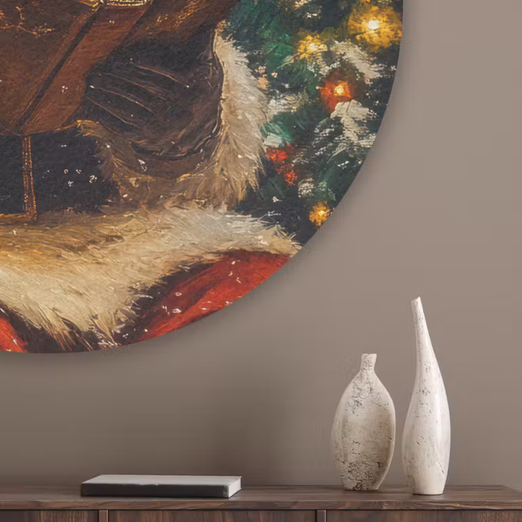 Kerstman - Kerst - Winter - Kerstboom Akoestische PET Vilt - Rond klein -sfeer5_closeup