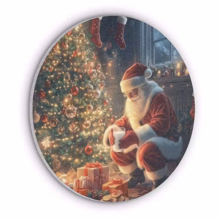 Kerstman - Haard - Donker Akoestische PET Vilt - Rond klein -3d