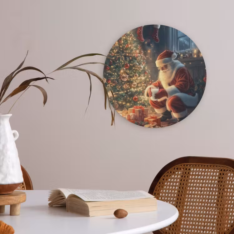 Kerstman - Haard - Donker Akoestische PET Vilt - Rond klein -sfeer3