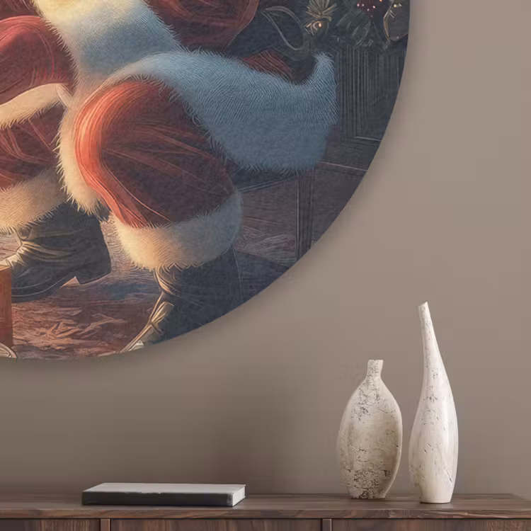 Kerstman - Haard - Donker Akoestische PET Vilt - Rond klein -sfeer5_closeup