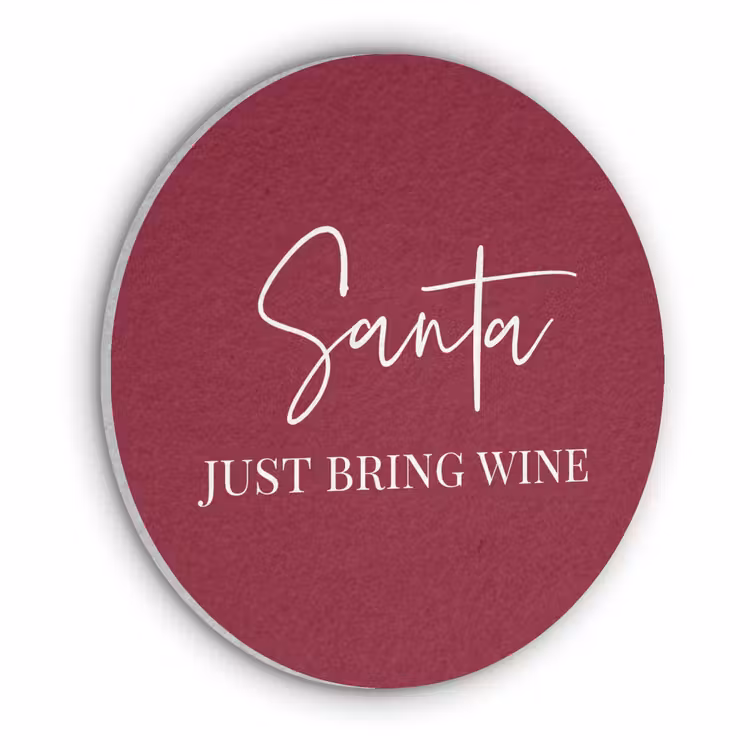 Santa - Wine - Rood - Kerst - Kerstman Akoestische PET Vilt - Rond klein -3d
