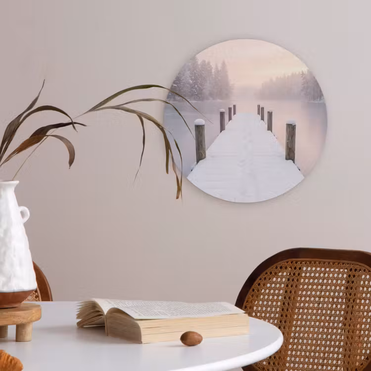Steiger - Meer - Mist - Winter - Serene Akoestische PET Vilt - Rond klein -sfeer3