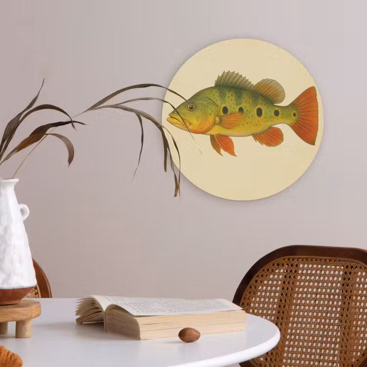 Schubben - Vis - Groen - Illustratie Akoestische PET Vilt - Rond klein -sfeer3