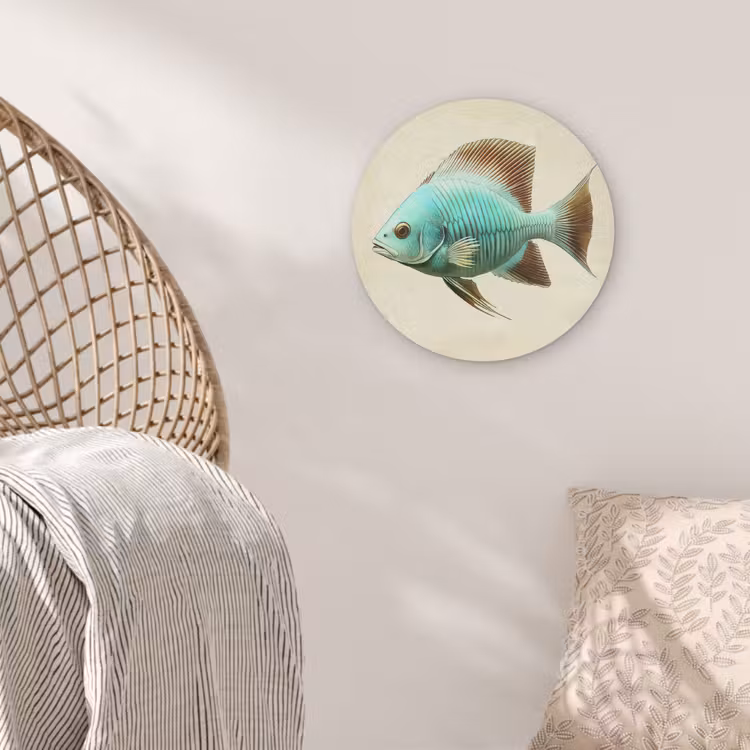 Schubben - Vis - Mint - Minimalistisch Akoestische PET Vilt - Rond klein -sfeer4
