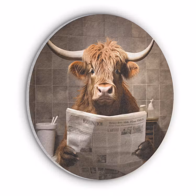 Schotse hooglander - Krant - Toilet Akoestische PET Vilt - Rond klein -3d