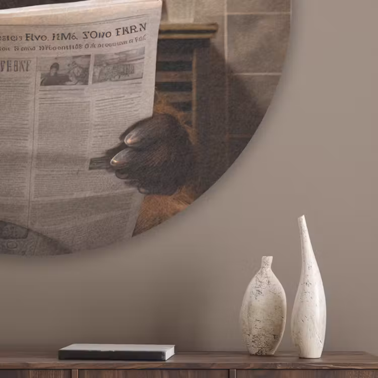 Schotse hooglander - Krant - Toilet Akoestische PET Vilt - Rond klein -sfeer5_closeup