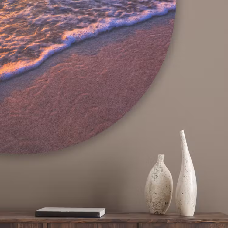 Zee - Strand - Zonsondergang - Wolken - Horizon Akoestische PET Vilt - Rond klein -sfeer5_closeup