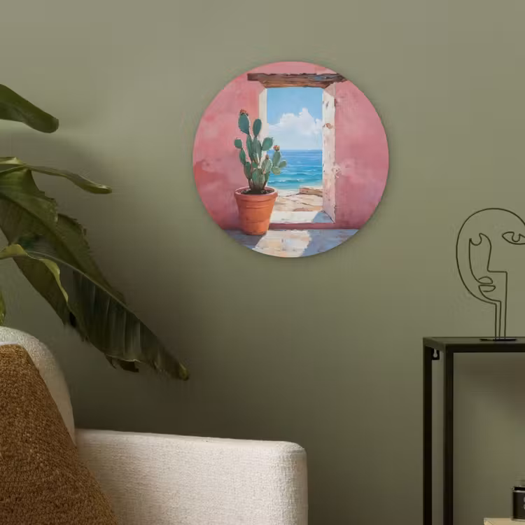 Zee - Roze - Cactus Akoestische PET Vilt - Rond klein -sfeer2