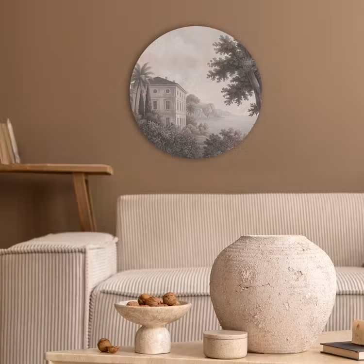 Zee - Villa - Beige Akoestische PET Vilt - Rond klein -sfeer1