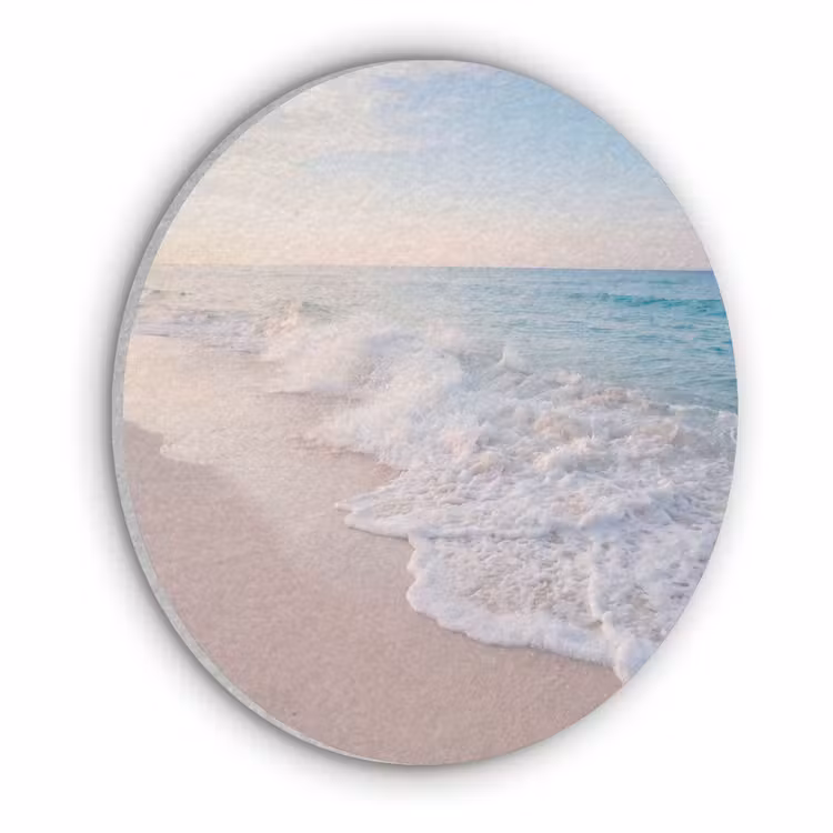 Zee - Golven - Strand - Natuur - Wit Akoestische PET Vilt - Rond klein -3d