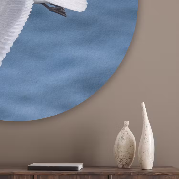 Zeemeeuw - Oceaan - Blauw Akoestische PET Vilt - Rond klein -sfeer5_closeup