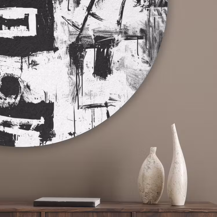Vormen - Gezocht - Zwart - Abstract Akoestische PET Vilt - Rond klein -sfeer5_closeup