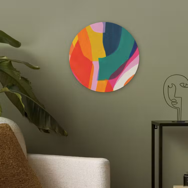Vormen - Golvend - Abstract - Felroze Akoestische PET Vilt - Rond klein -sfeer2