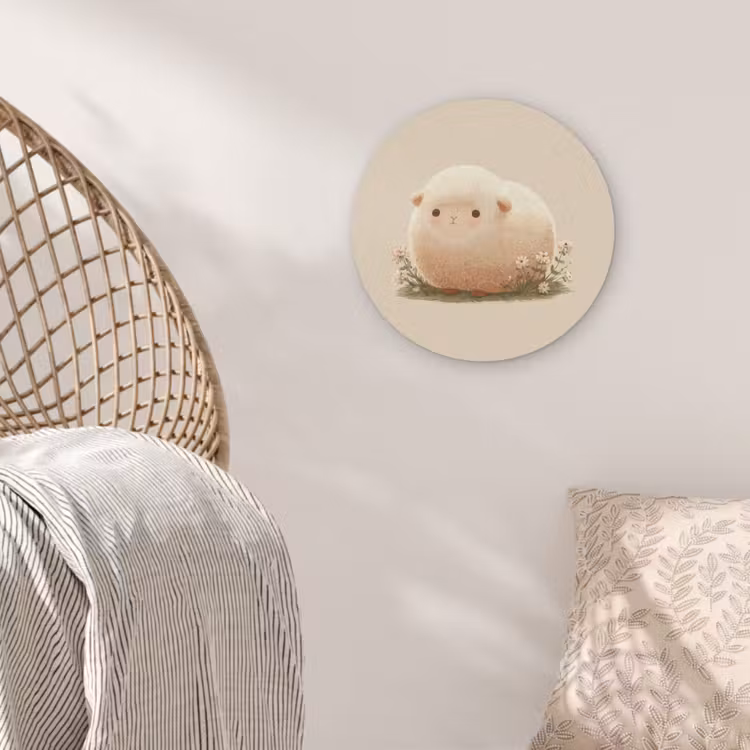 Schaap - Beige - Bloemen Akoestische PET Vilt - Rond klein -sfeer4