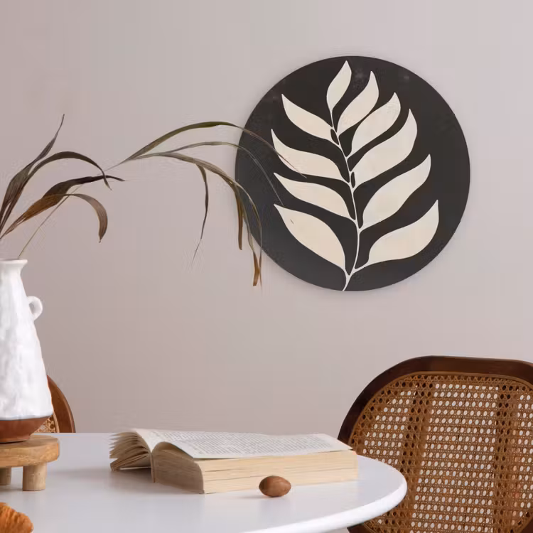 Blad - Wit - Minimalistisch Akoestische PET Vilt - Rond klein -sfeer3