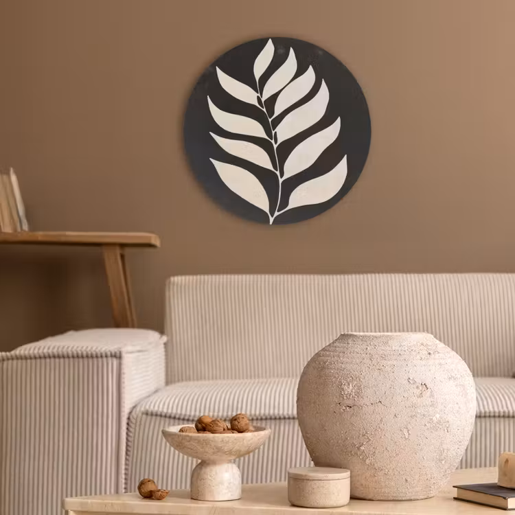 Blad - Wit - Minimalistisch Akoestische PET Vilt - Rond klein -sfeer1