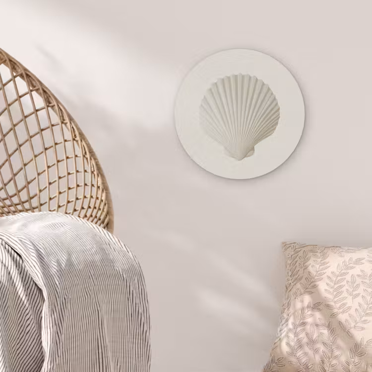 Schelp - Minimalistisch - Wit Akoestische PET Vilt - Rond klein -sfeer4
