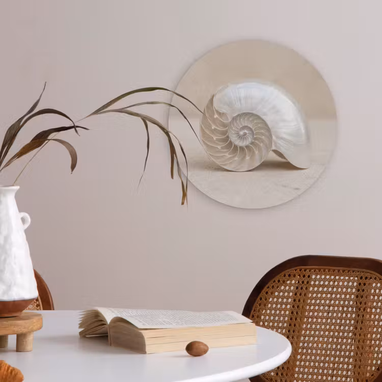 Schelp - Spiraal - Beige Akoestische PET Vilt - Rond klein -sfeer3