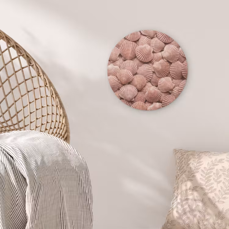 Schelpen - Patroon - Roze Akoestische PET Vilt - Rond klein -sfeer4