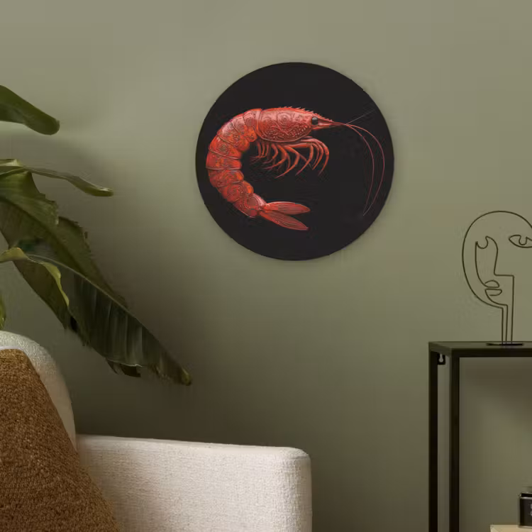 Garnaal - Rood - Dieren Akoestische PET Vilt - Rond klein -sfeer2