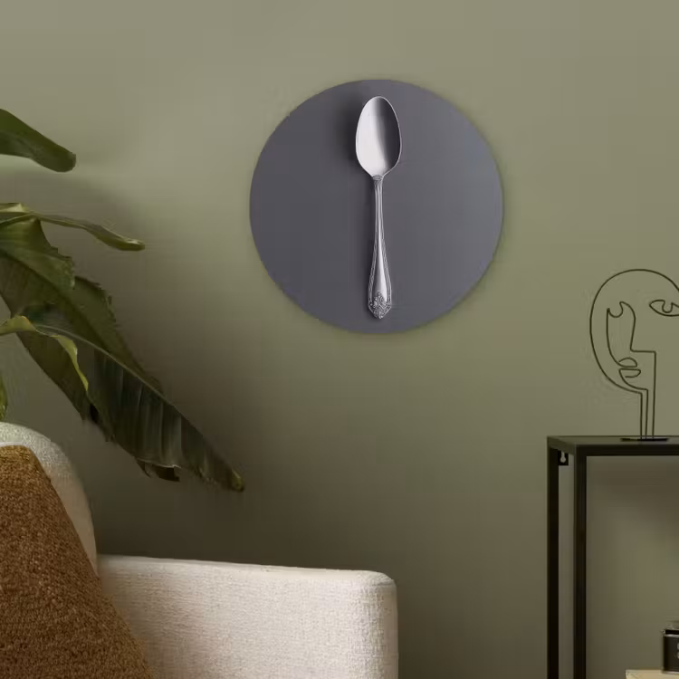 Zilver - Metaal - Lepel Akoestische PET Vilt - Rond klein -sfeer2