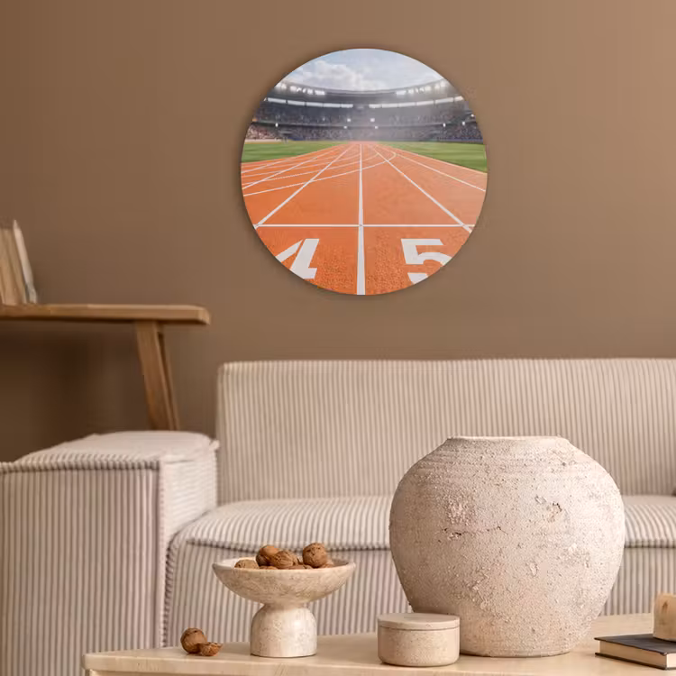 Sintelbaan - Stadion - Sport -Oranje Akoestische PET Vilt - Rond klein -sfeer1