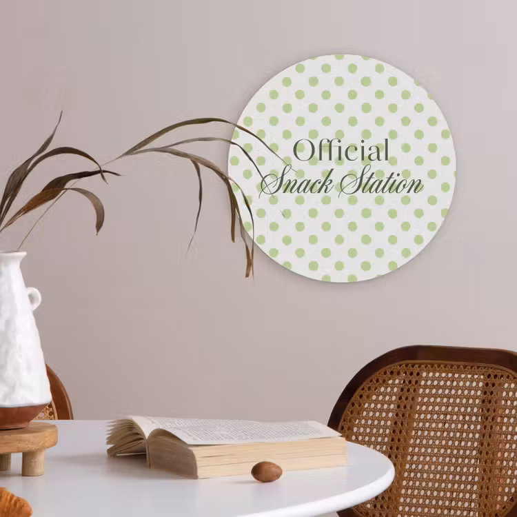 Snack Station - Groen - Stippen Akoestische PET Vilt - Rond klein -sfeer3