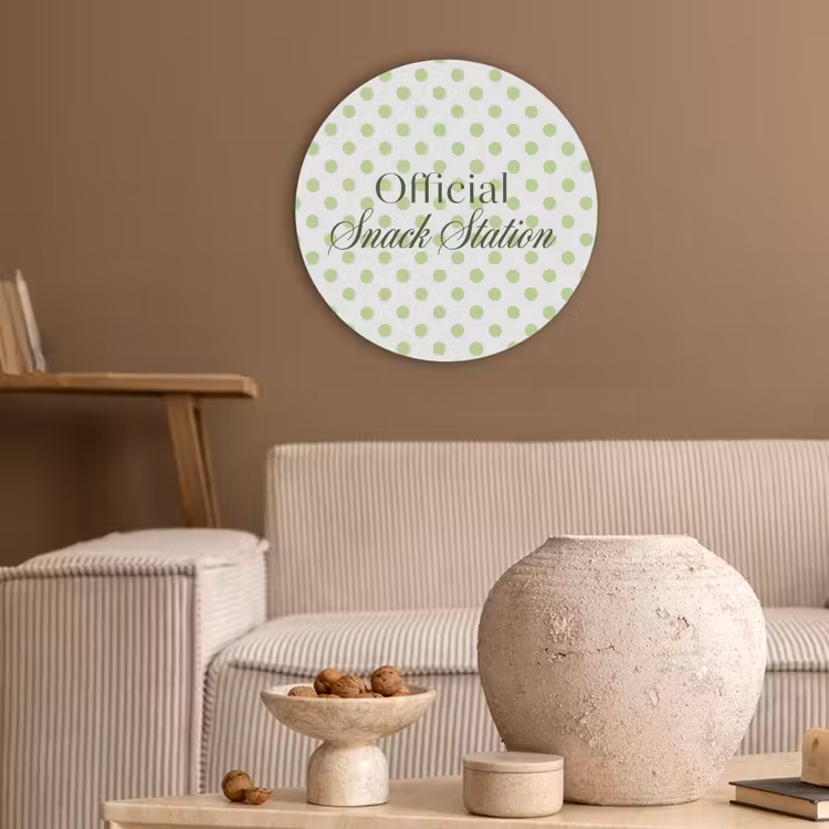 Snack Station - Groen - Stippen Akoestische PET Vilt - Rond klein -sfeer1