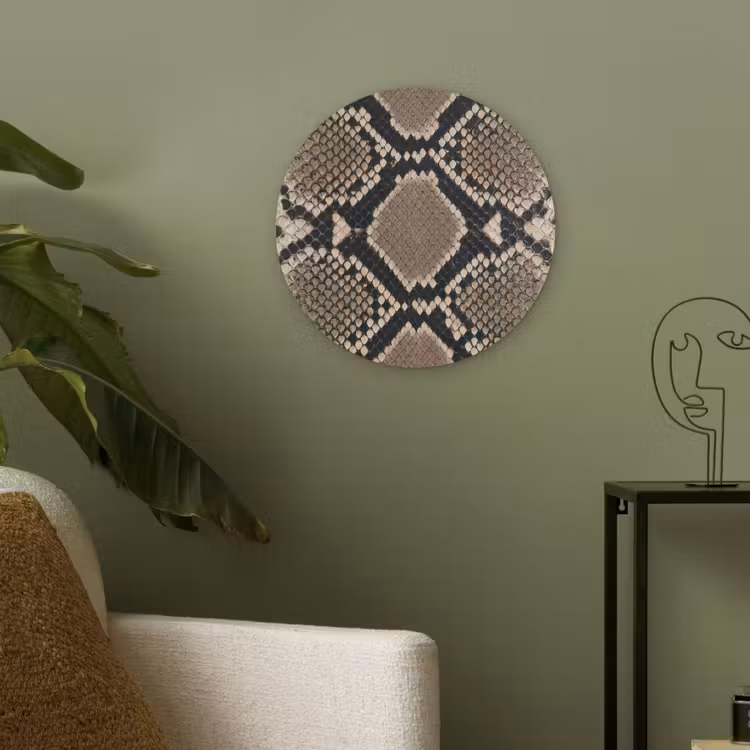 Slangenprint - Python - Bruin Akoestische PET Vilt - Rond klein -sfeer2