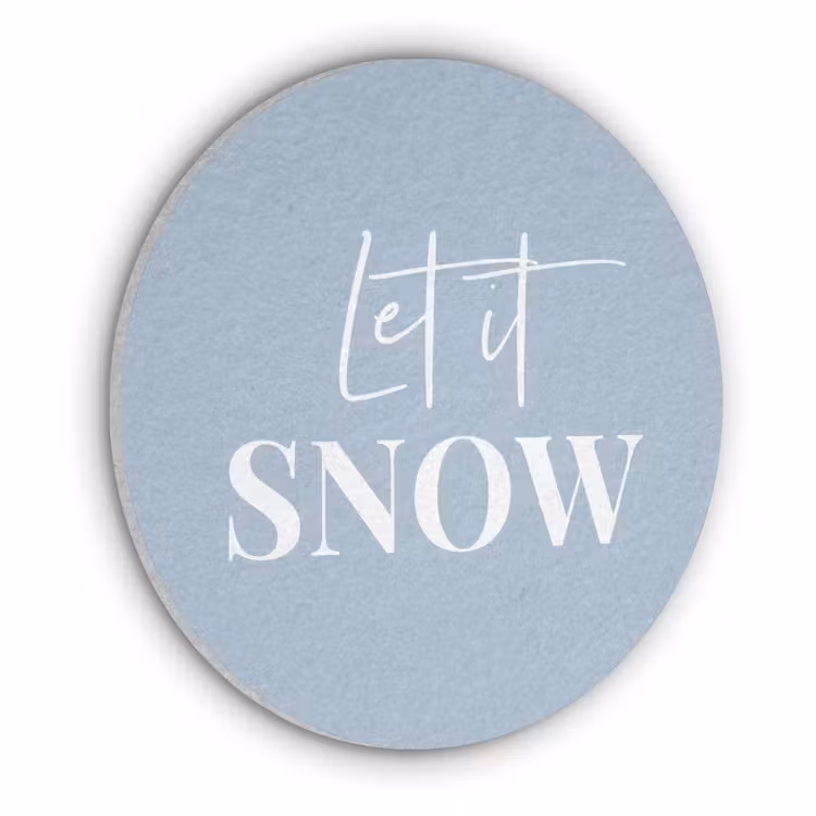 Sneeuw - Winter - Blauw - Let it snow Akoestische PET Vilt - Rond klein -3d