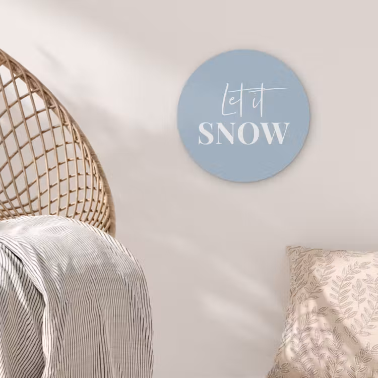 Sneeuw - Winter - Blauw - Let it snow Akoestische PET Vilt - Rond klein -sfeer4