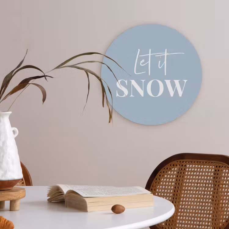Sneeuw - Winter - Blauw - Let it snow Akoestische PET Vilt - Rond klein -sfeer3